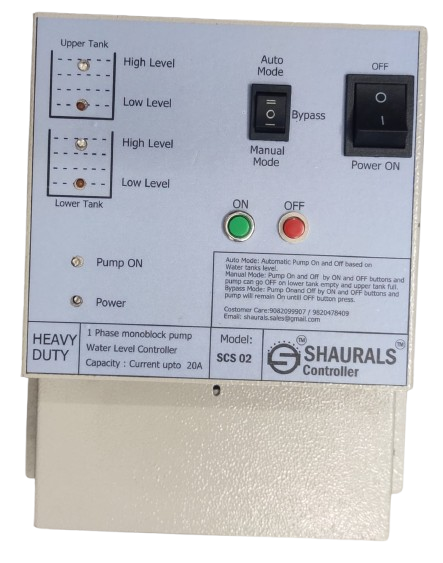Shaurals Model SCS-02 / SCS-02A Single Phase Dual Tank Water Level Controller